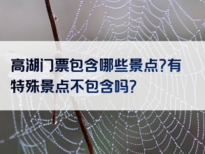 高湖门票包含哪些景点？有特殊景点不包含吗？