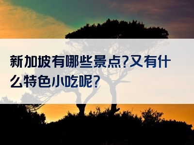 新加坡有哪些景点？又有什么特色小吃呢？