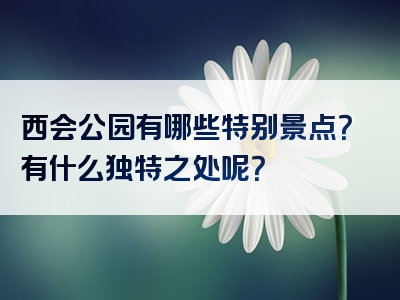 西会公园有哪些特别景点？有什么独特之处呢？