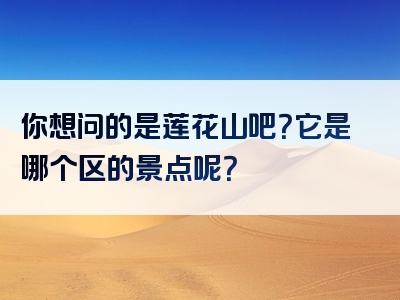 你想问的是莲花山吧？它是哪个区的景点呢？