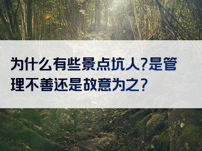 为什么有些景点坑人？是管理不善还是故意为之？