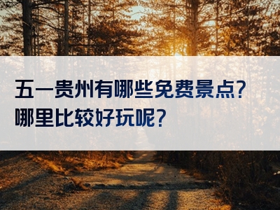 五一贵州有哪些免费景点？哪里比较好玩呢？
