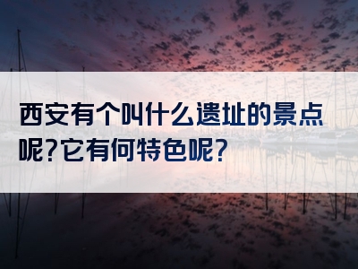 西安有个叫什么遗址的景点呢？它有何特色呢？