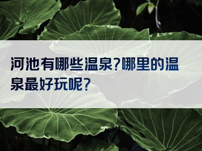 河池有哪些温泉？哪里的温泉最好玩呢？