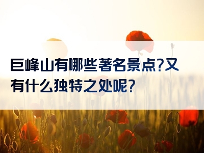 巨峰山有哪些著名景点？又有什么独特之处呢？