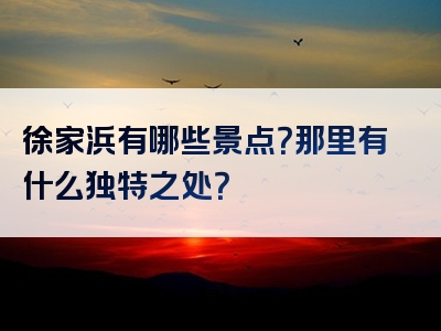 徐家浜有哪些景点？那里有什么独特之处？