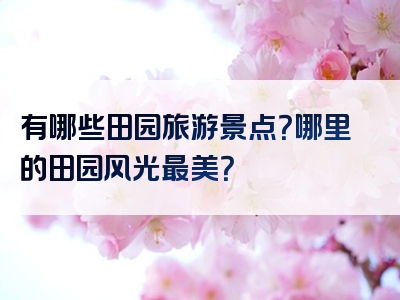 有哪些田园旅游景点？哪里的田园风光最美？