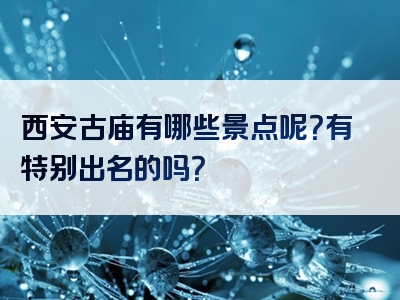 西安古庙有哪些景点呢？有特别出名的吗？