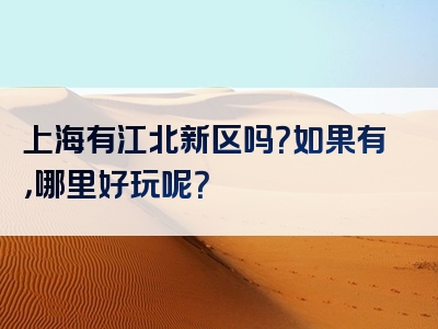 上海有江北新区吗？如果有，哪里好玩呢？