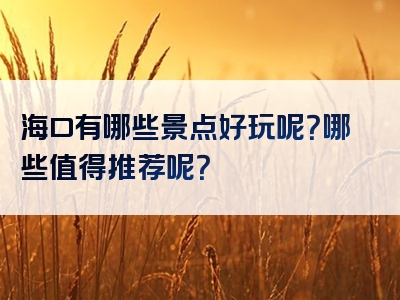 海口有哪些景点好玩呢？哪些值得推荐呢？