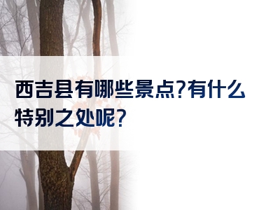 西吉县有哪些景点？有什么特别之处呢？
