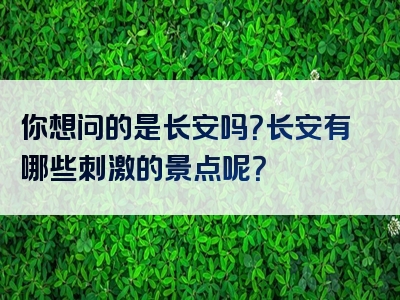 你想问的是长安吗？长安有哪些刺激的景点呢？