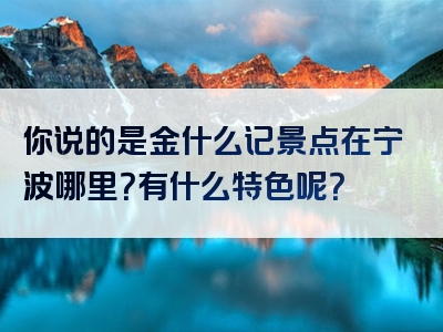 你说的是金什么记景点在宁波哪里？有什么特色呢？
