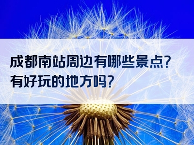 成都南站周边有哪些景点？有好玩的地方吗？