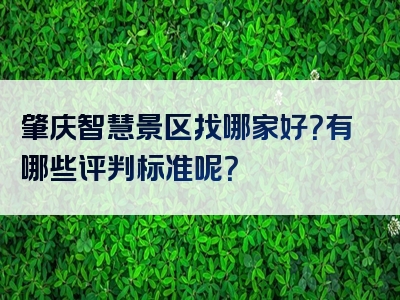 肇庆智慧景区找哪家好？有哪些评判标准呢？