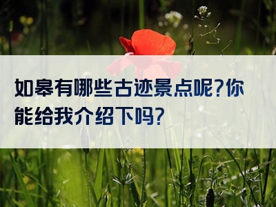如皋有哪些古迹景点呢？你能给我介绍下吗？