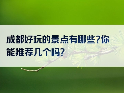 成都好玩的景点有哪些？你能推荐几个吗？