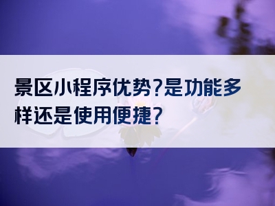 景区小程序优势？是功能多样还是使用便捷？
