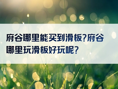 府谷哪里能买到滑板？府谷哪里玩滑板好玩呢？