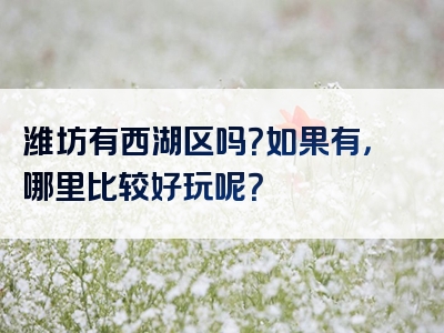 潍坊有西湖区吗？如果有，哪里比较好玩呢？