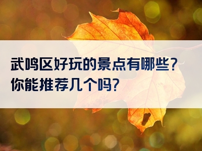 武鸣区好玩的景点有哪些？你能推荐几个吗？