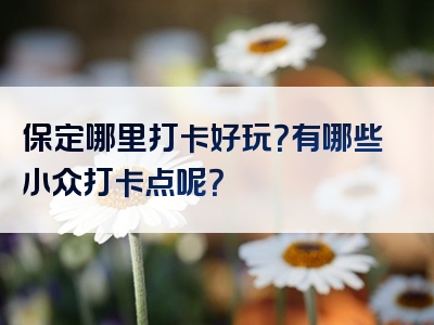 保定哪里打卡好玩？有哪些小众打卡点呢？