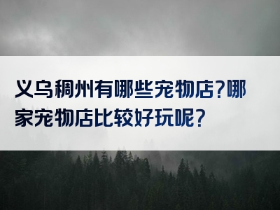 义乌稠州有哪些宠物店？哪家宠物店比较好玩呢？