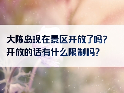 大陈岛现在景区开放了吗？开放的话有什么限制吗？