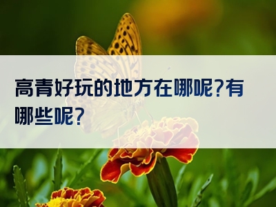 高青好玩的地方在哪呢？有哪些呢？