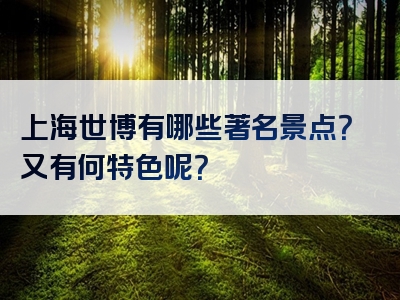上海世博有哪些著名景点？又有何特色呢？