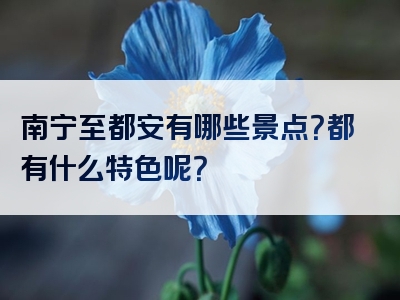 南宁至都安有哪些景点？都有什么特色呢？