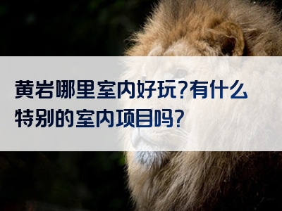 黄岩哪里室内好玩？有什么特别的室内项目吗？