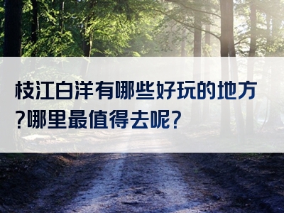 枝江白洋有哪些好玩的地方？哪里最值得去呢？