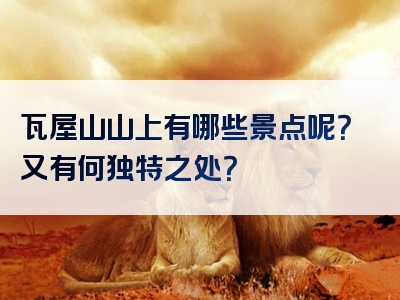 瓦屋山山上有哪些景点呢？又有何独特之处？