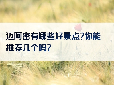 迈阿密有哪些好景点？你能推荐几个吗？