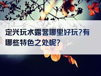 定兴玩水露营哪里好玩？有哪些特色之处呢？