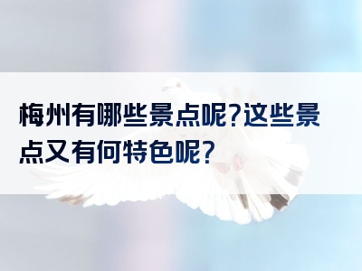 梅州有哪些景点呢？这些景点又有何特色呢？