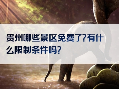 贵州哪些景区免费了？有什么限制条件吗？