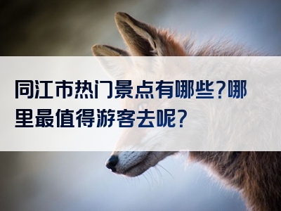 同江市热门景点有哪些？哪里最值得游客去呢？