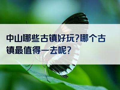 中山哪些古镇好玩？哪个古镇最值得一去呢？