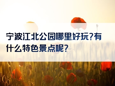 宁波江北公园哪里好玩？有什么特色景点呢？