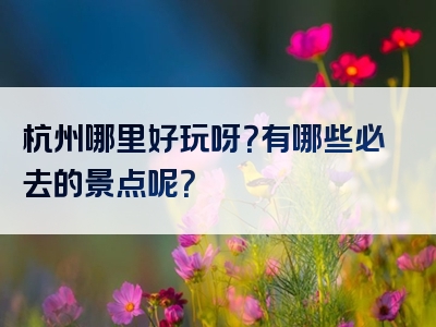 杭州哪里好玩呀？有哪些必去的景点呢？