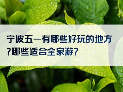宁波五一有哪些好玩的地方？哪些适合全家游？
