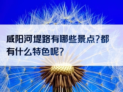 咸阳河堤路有哪些景点？都有什么特色呢？