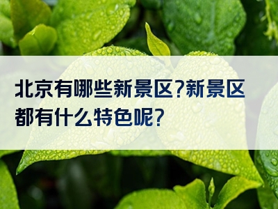 北京有哪些新景区？新景区都有什么特色呢？