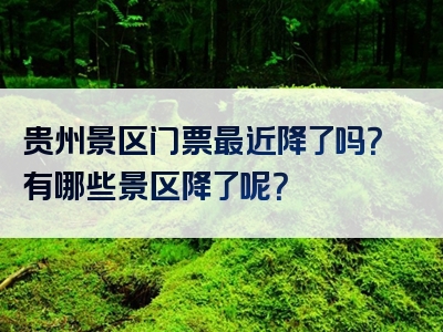 贵州景区门票最近降了吗？有哪些景区降了呢？