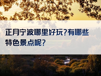 正月宁波哪里好玩？有哪些特色景点呢？