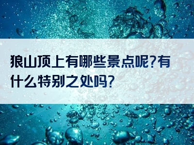 狼山顶上有哪些景点呢？有什么特别之处吗？