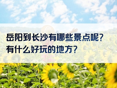 岳阳到长沙有哪些景点呢？有什么好玩的地方？