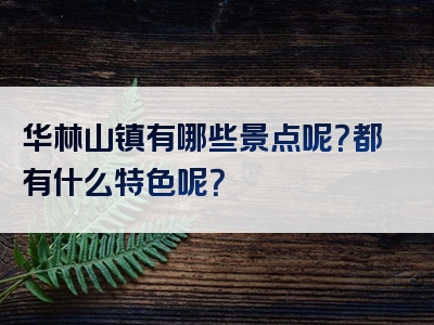 华林山镇有哪些景点呢？都有什么特色呢？
